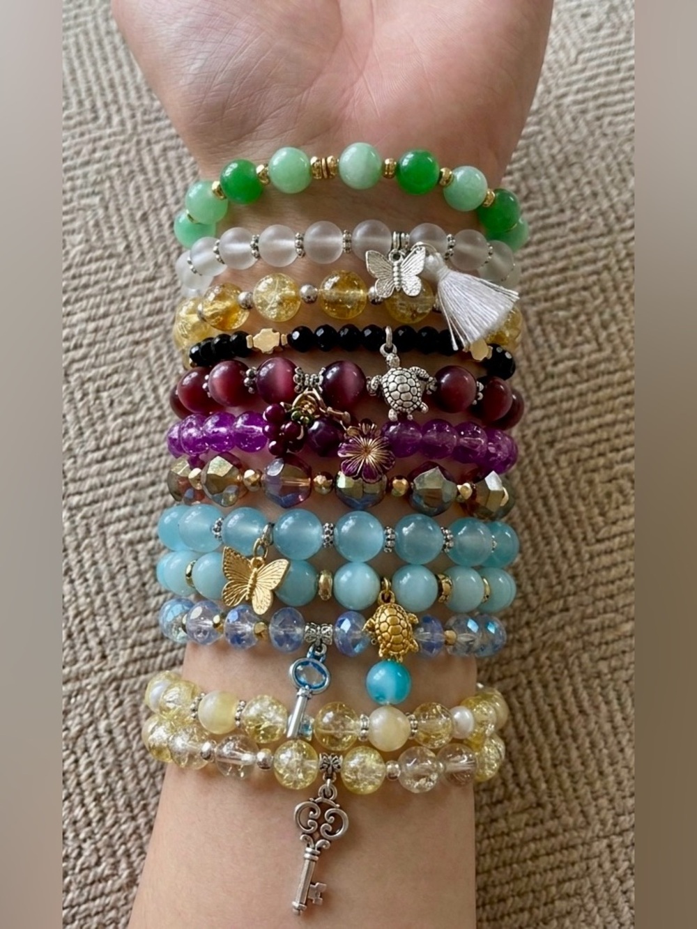 Bohemian Beaded Bracelet assorted colors in silver/gold and etc.